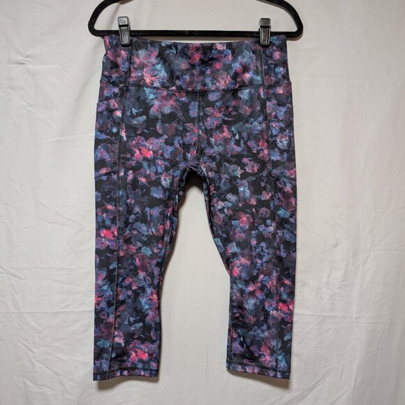 Avia Women's Capri Length Pixel Colorful Floral Leggings Size Large - Picture 1 of 6
